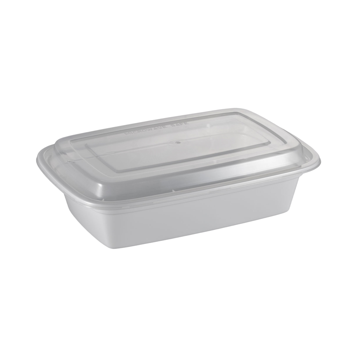 38 oz Rectangular White Plastic Container Clear Lid Combo