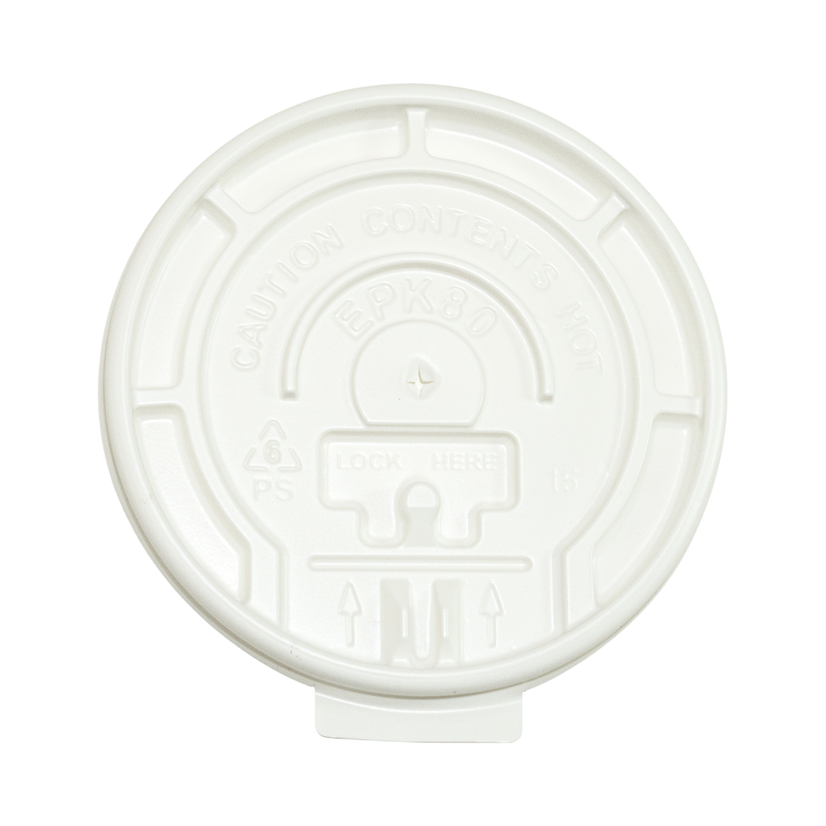White Plastic Flat Lid Tear Tab for 8 oz Hot Cup 80 mm
