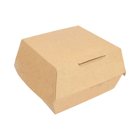 4.5" x 4.5" x 2.75" Kraft Paper Clamshell Container