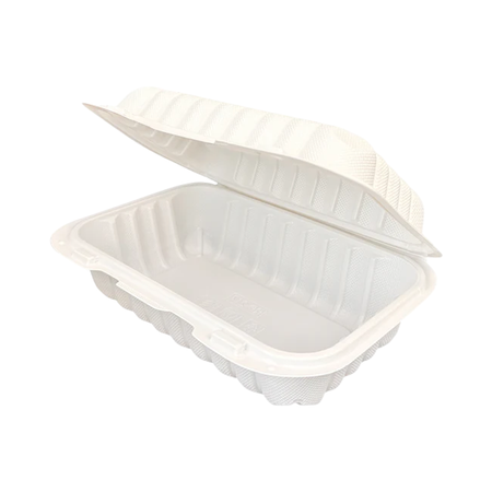 8" x 5" x 3" White Plastic Clamshell Container