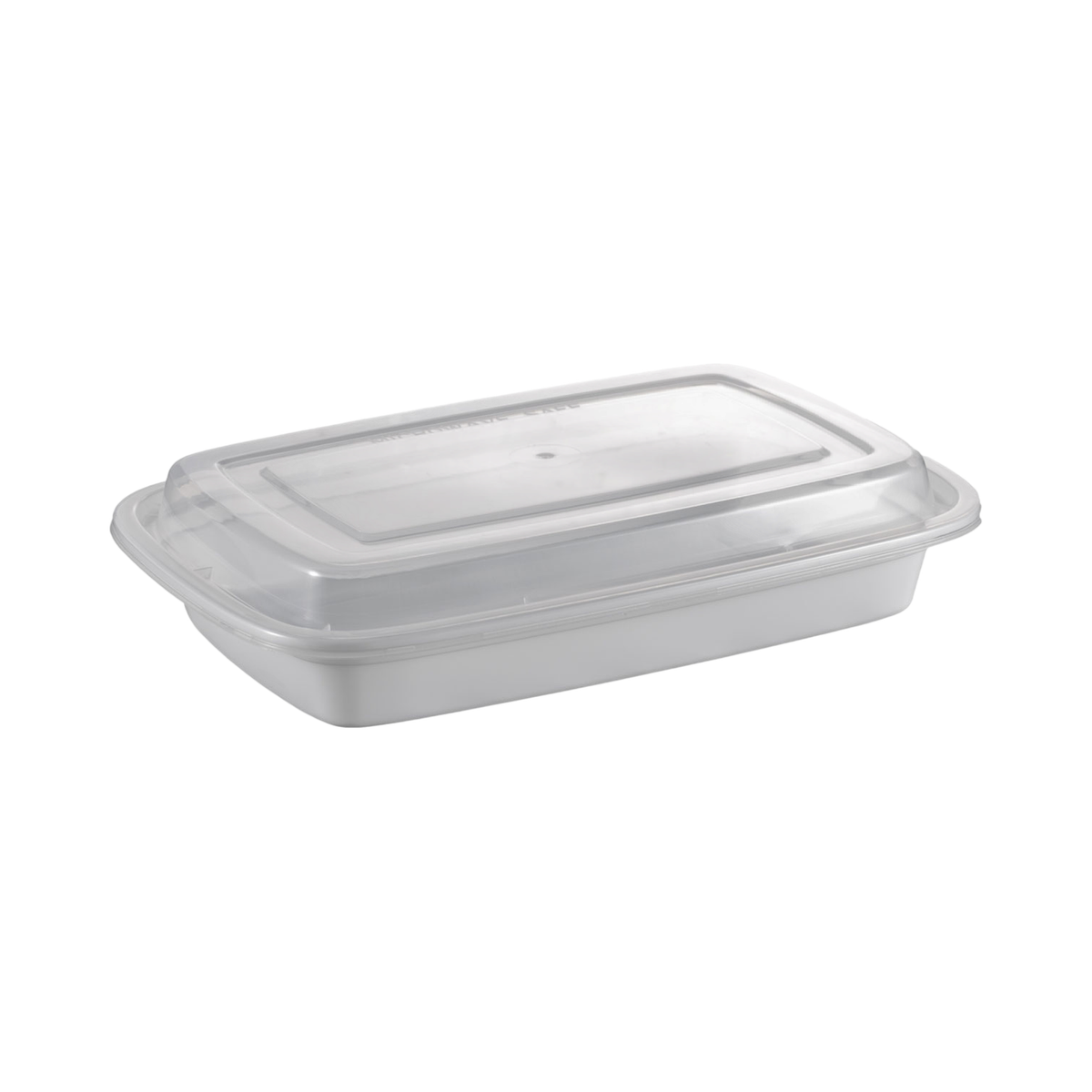 16 oz Rectangular White Plastic Container Clear Lid Combo