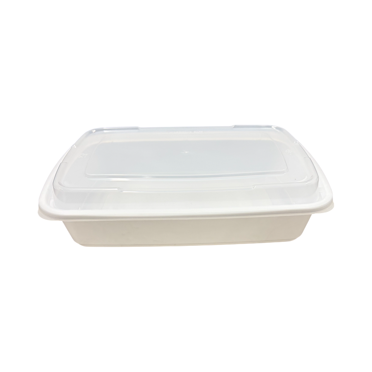32 oz Rectangular Premium White Plastic Container Clear Lid Combo