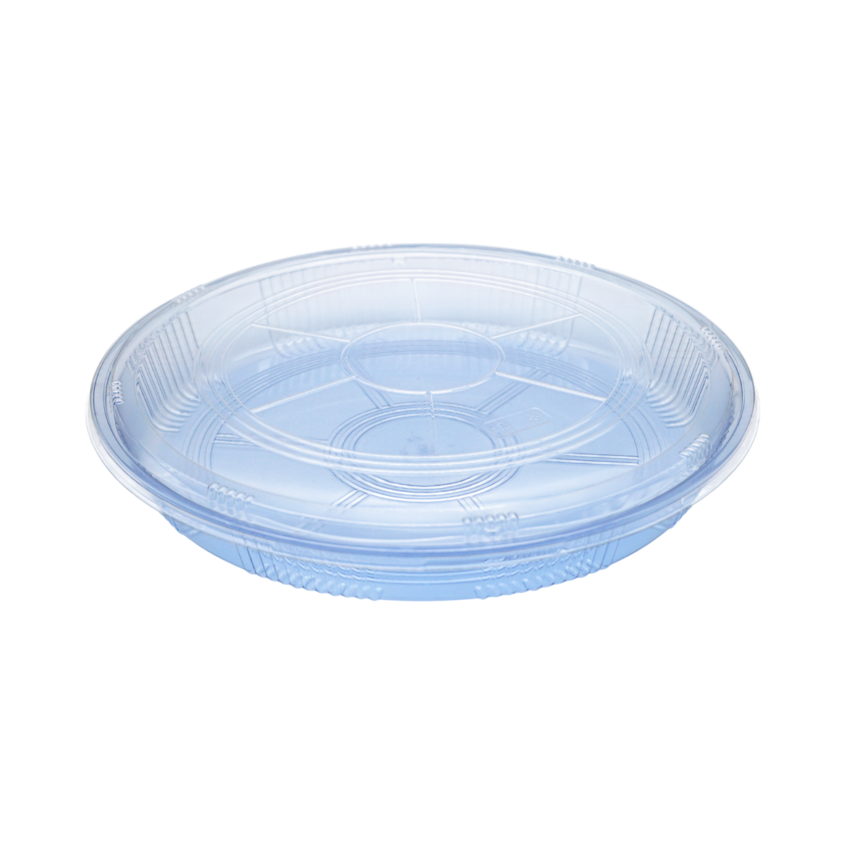 14" Round Blue Sushi Party Trays Clear Lid Combo