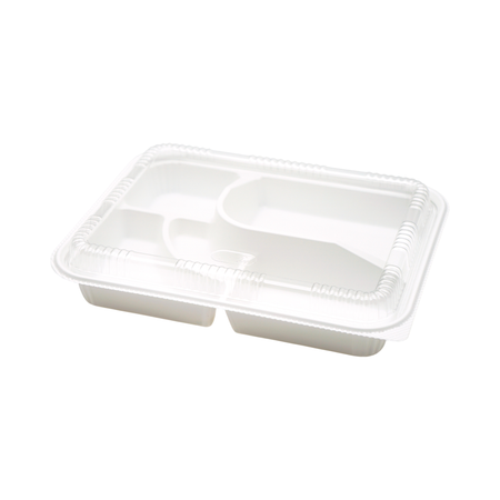 10.5" x 8.15" x 1.77" White Sushi Bento Box Clear Lid Combo