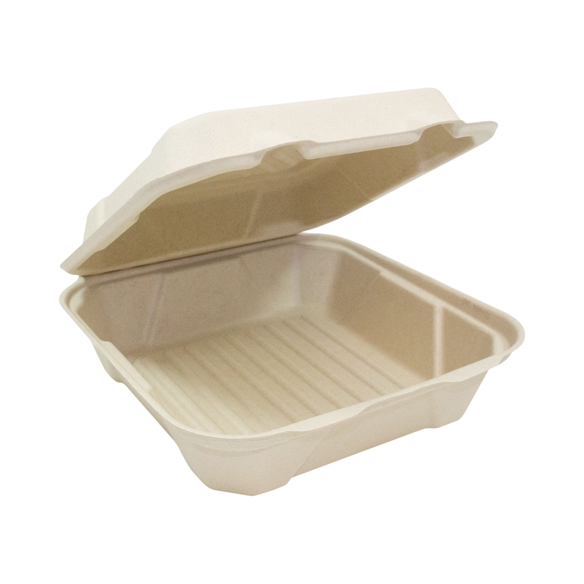 9" x 9" x 3" Natural Bagasse Clamshell Container