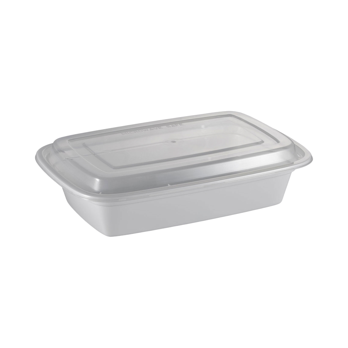 32 oz Rectangular White Plastic Container Clear Lid Combo