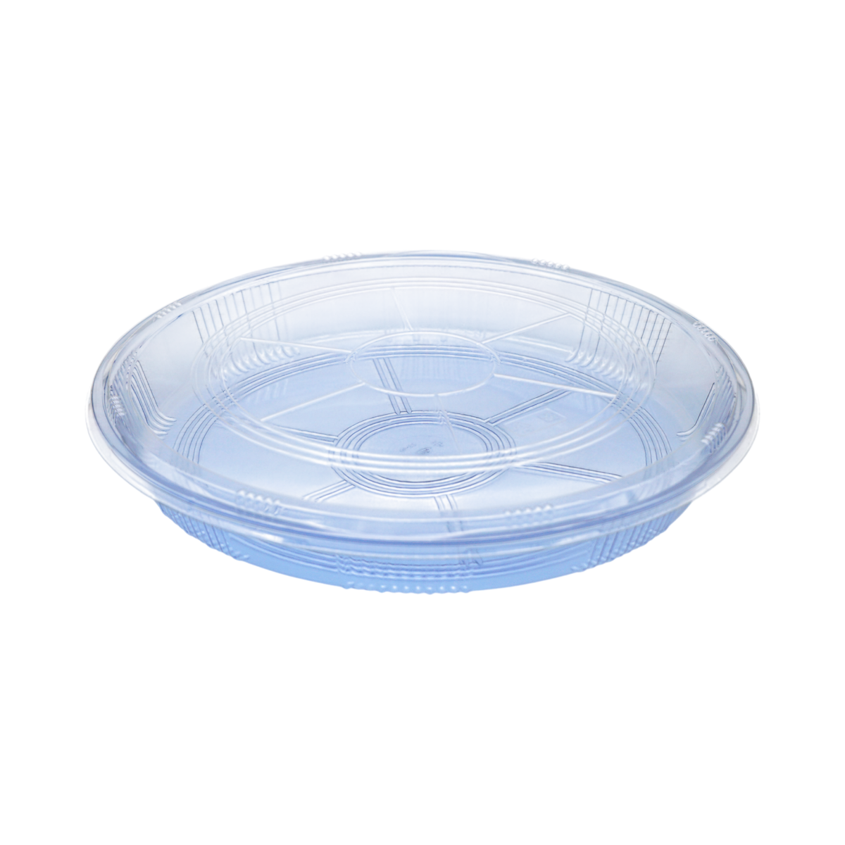 15" Round Blue Sushi Party Trays Clear Lid Combo