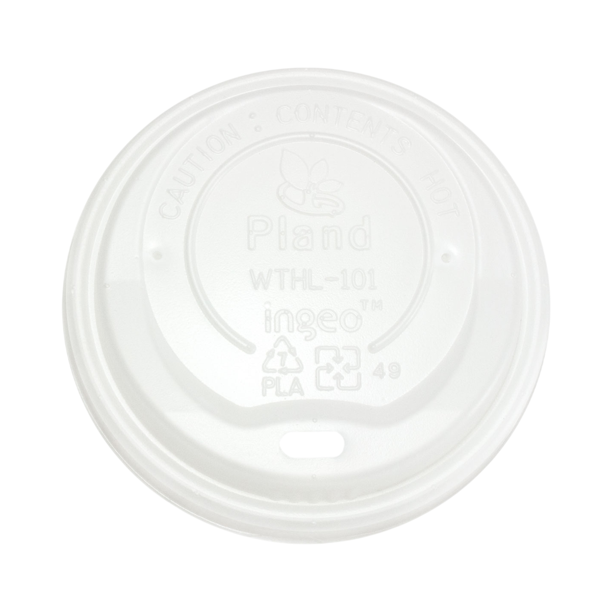 White Compostable CPLA Dome Lid for 10-20 oz Hot Cup 90 mm