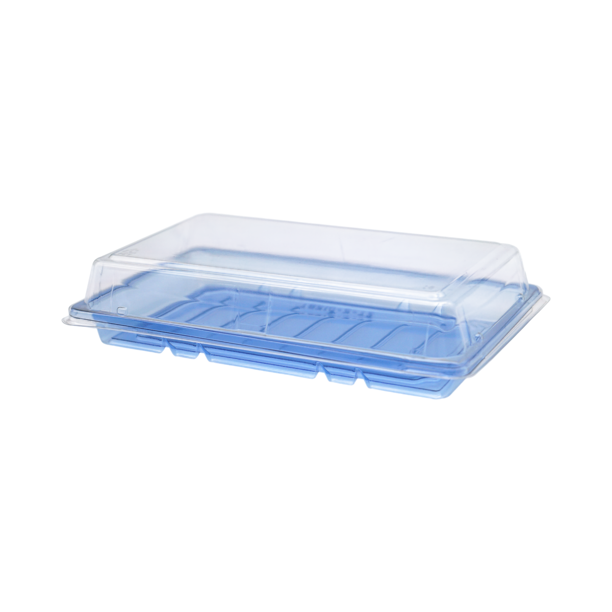 8.42" x 5.25" x 1" Blue Plastic Sushi Container