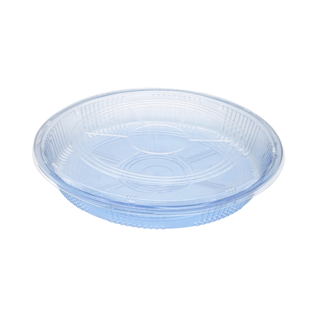 13" Round Blue Sushi Party Trays Clear Lid Combo