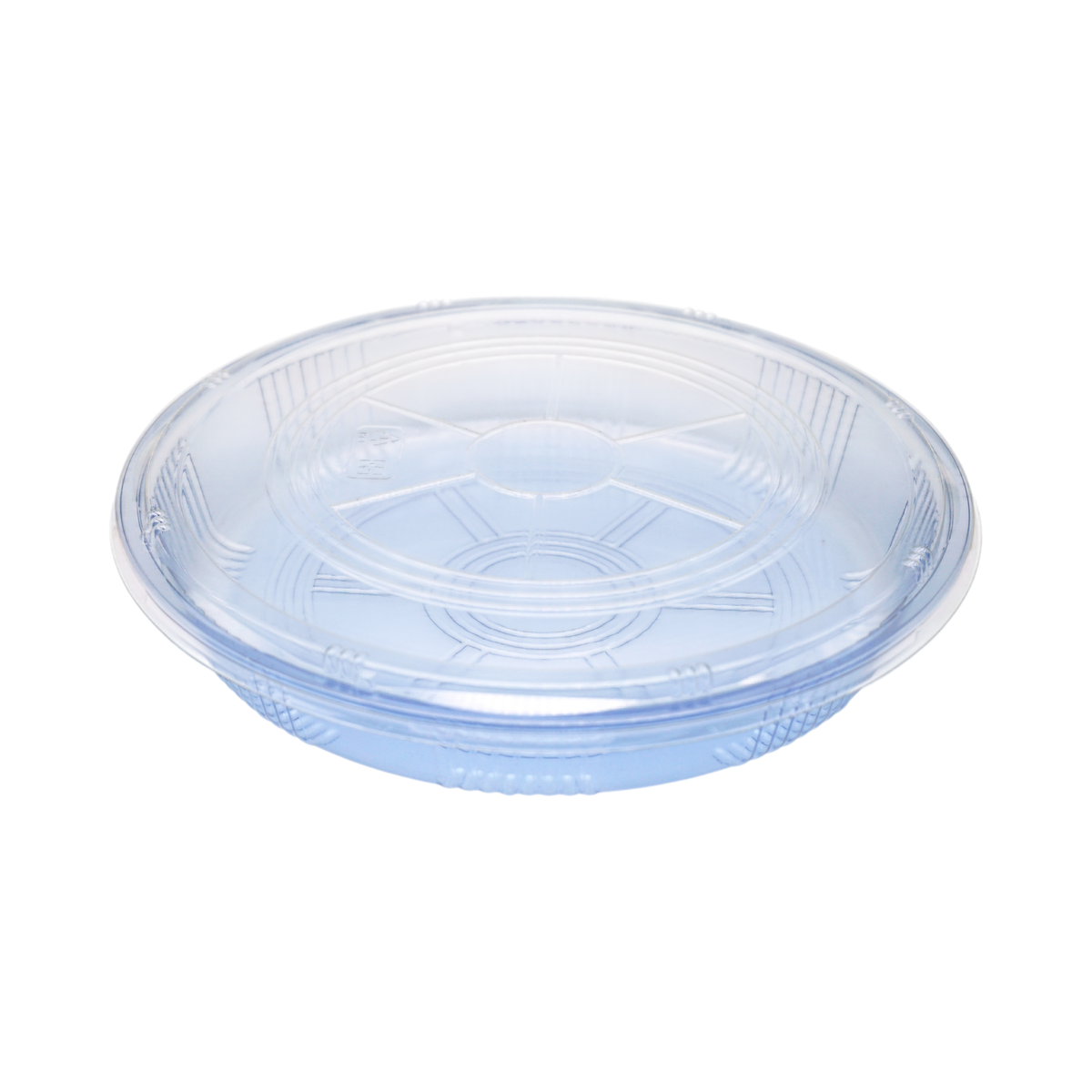 11" Round Blue Sushi Party Trays Clear Lid Combo