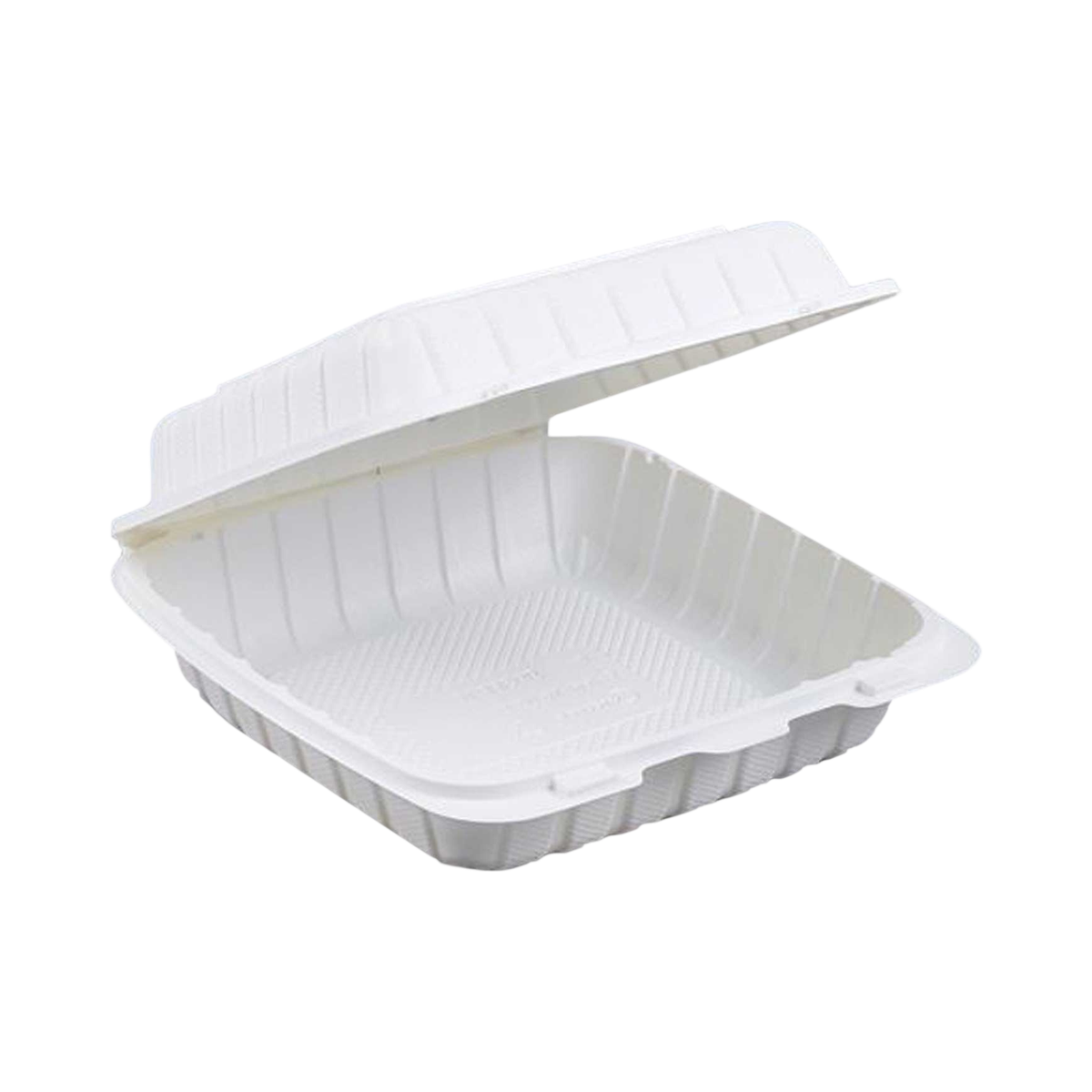 7" x 7" x 2.5" White Plastic Clamshell Container