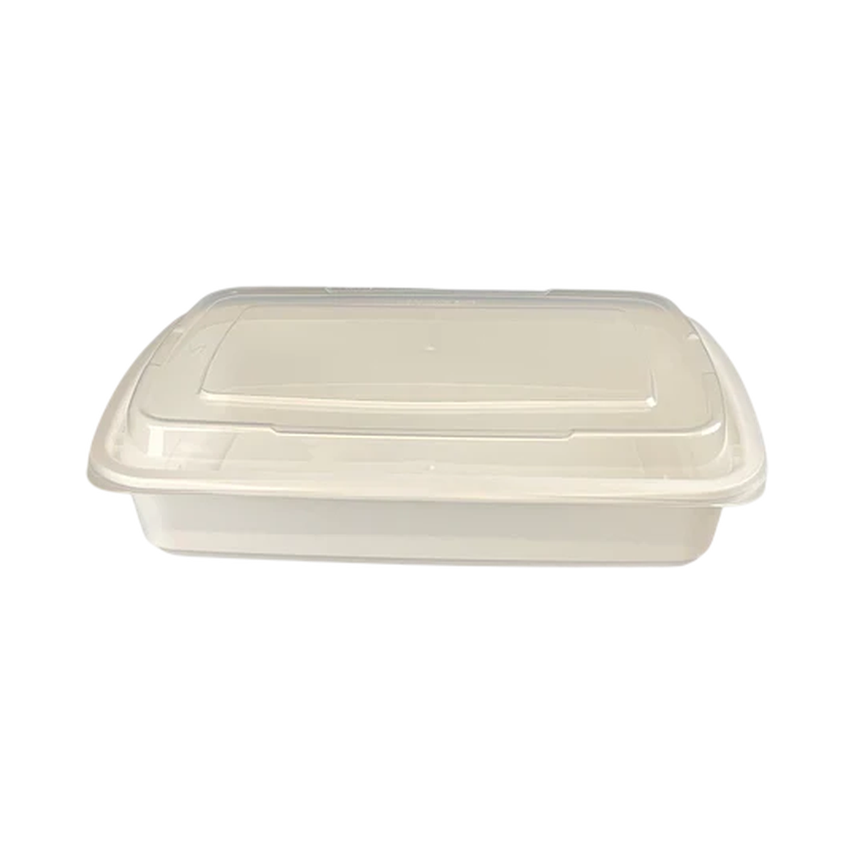 38 oz Rectangular Premium White Plastic Container Clear Lid Combo