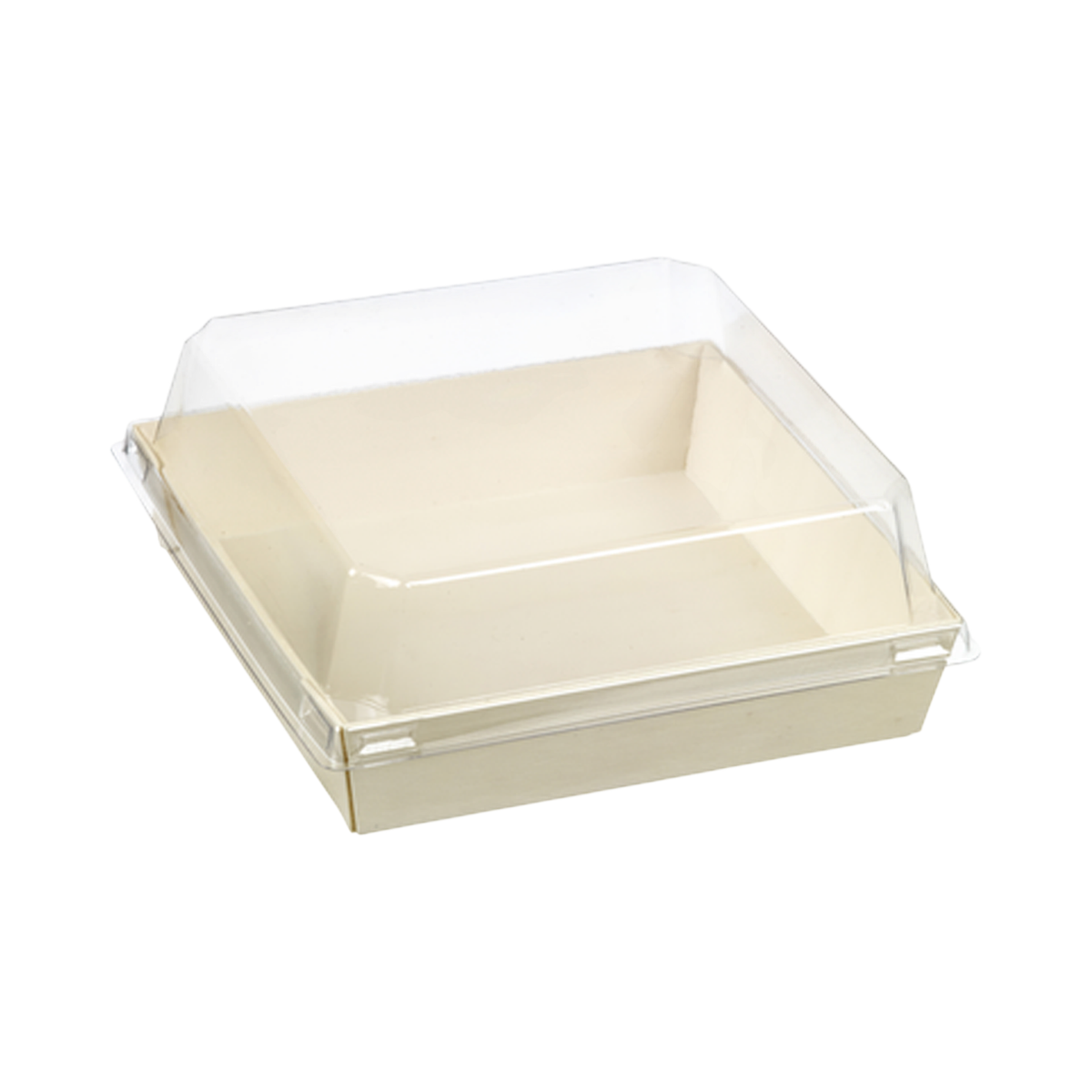 5" x 5" x 1.5" White Paper Container Clear Lid