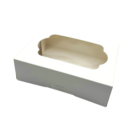8" x 6" x 2.5" White Paper Box Clear Window