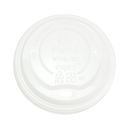 White Compostable CPLA Dome Lid for 8 oz Hot Cup 80 mm