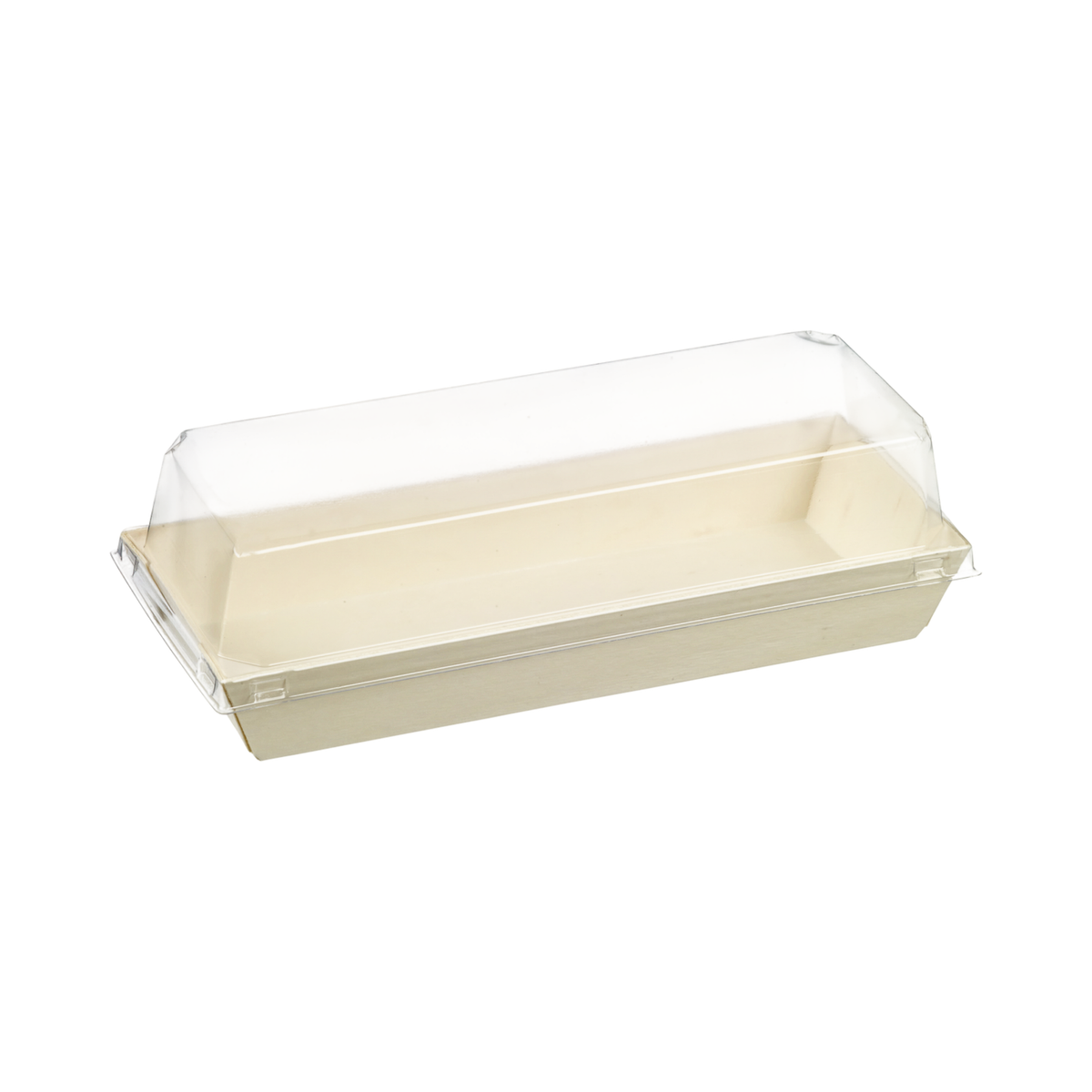 7.5" x 3.25" x 1.5" White Paper Container Clear Lid