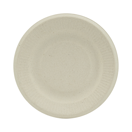 6" Round Natural Bagasse Fluted-Rim Plate No PFSA