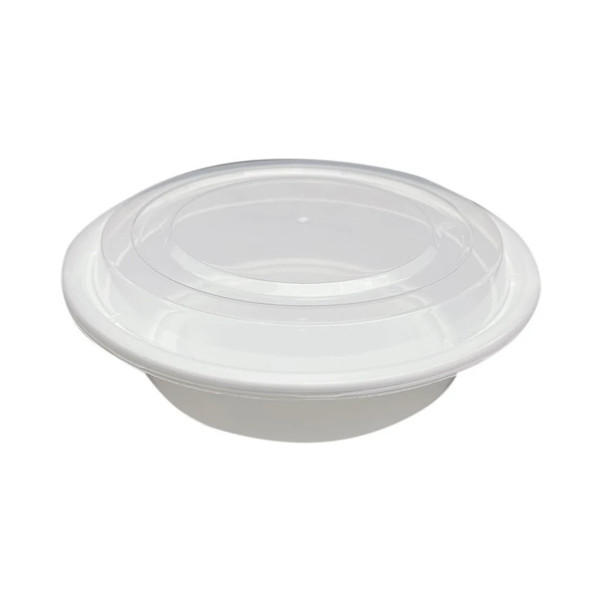 32 oz Round White Plastic Container Clear Lid Combo