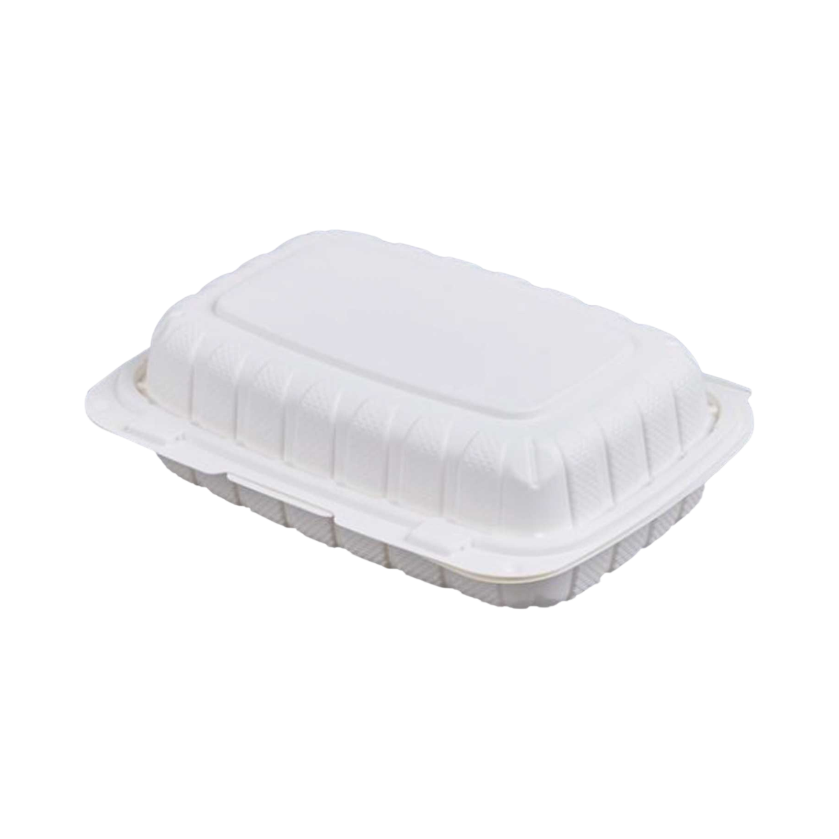 9" x 6" x 2.5" White Plastic Clamshell Container