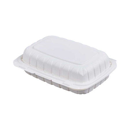 9" x 6" x 2.5" White Plastic Clamshell Container