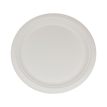 7" Round White Bagasse Plate
