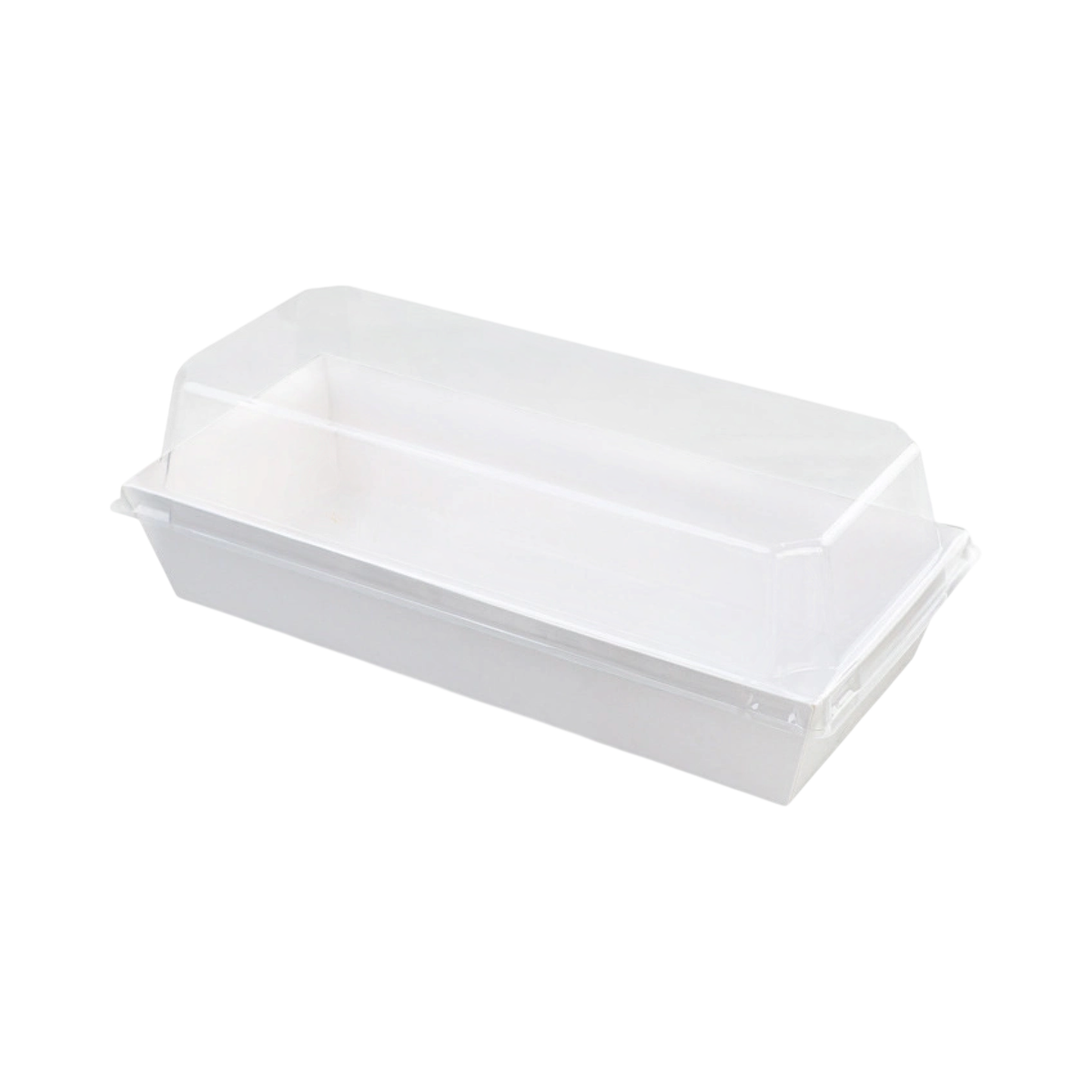 6" x 3.25" x 1.5" White Paper Container Clear Lid