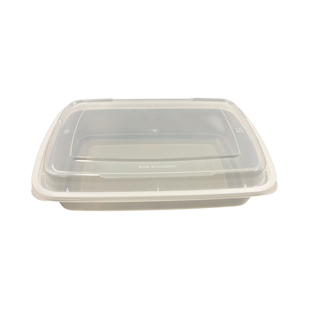 32 oz Rectangular Premium Clear Plastic Container Clear Lid Combo