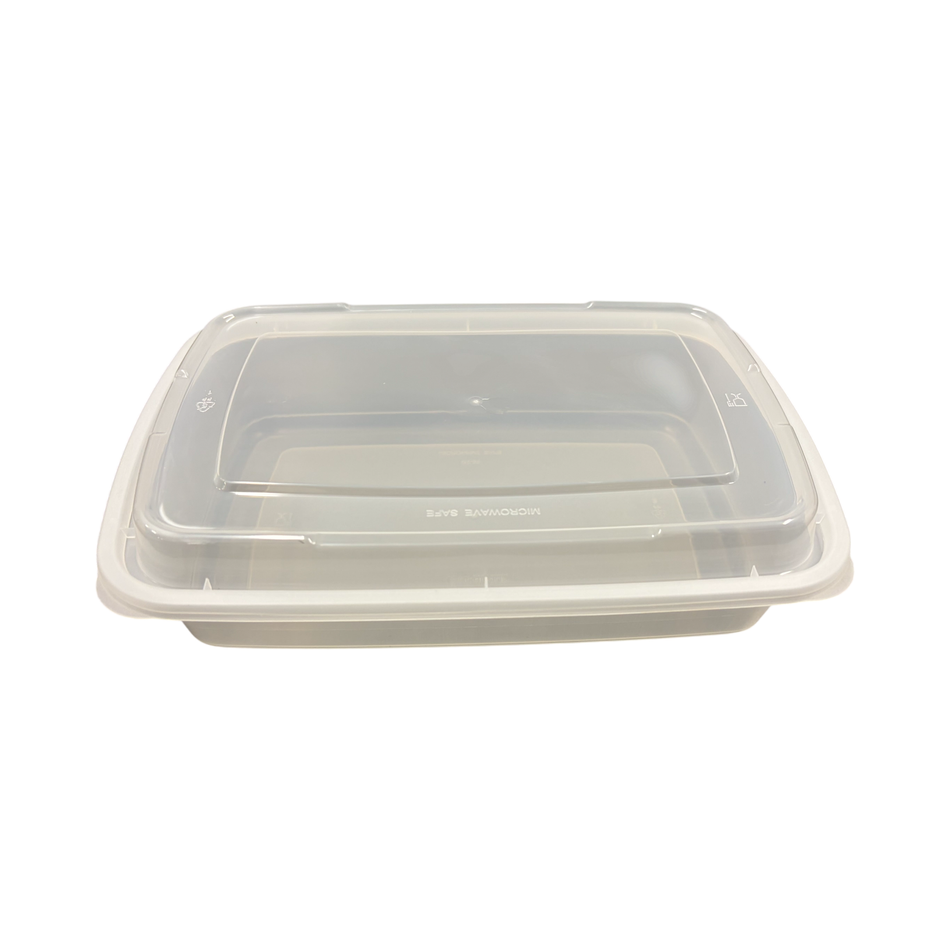 32 oz Rectangular Premium Clear Plastic Container Clear Lid Combo