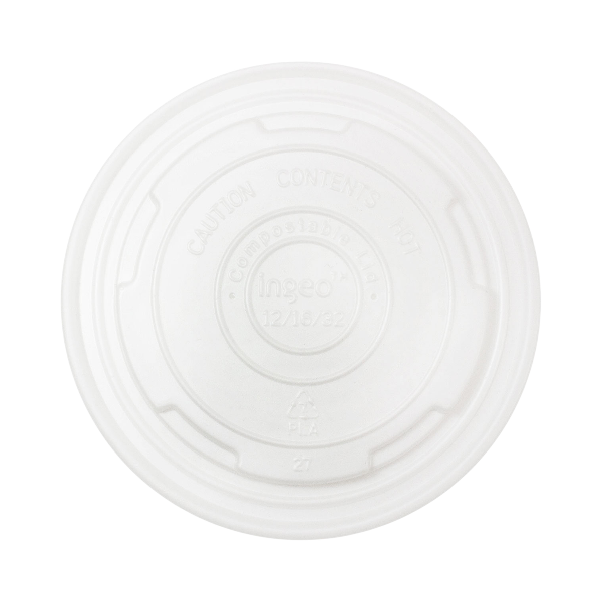 Clear Compostable CPLA Lid for 12/16 oz Round Paper Container 90 mm