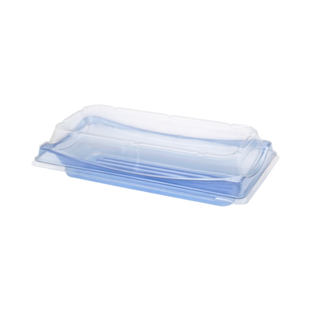9.37" x 4.57" x 1.5" Blue Fashion Roll Sushi Container Clear Lid Combo