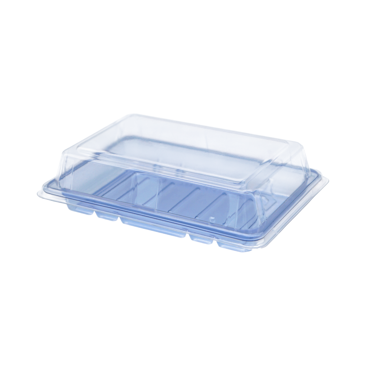6.53" x 4.56" x 1" Blue Plastic Sushi Container