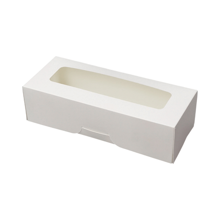 8.5" x 3.5" x 2.5" White Paper Box Clear Window