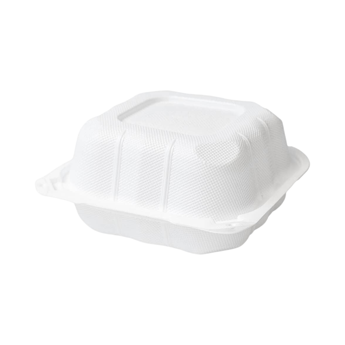 5" x 5" x 3" White Plastic Clamshell Container