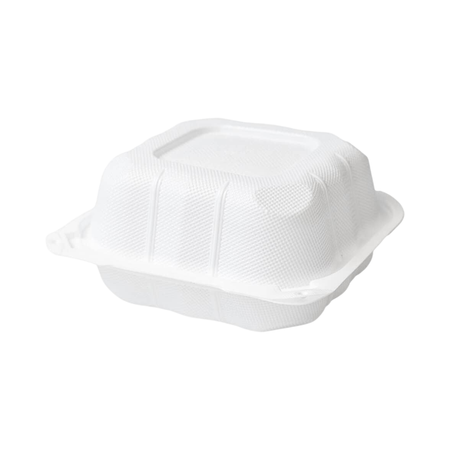 5" x 5" x 3" White Plastic Clamshell Container