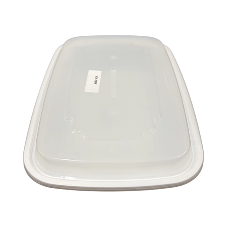 58 oz Rectangular White Plastic Container Clear Lid Combo