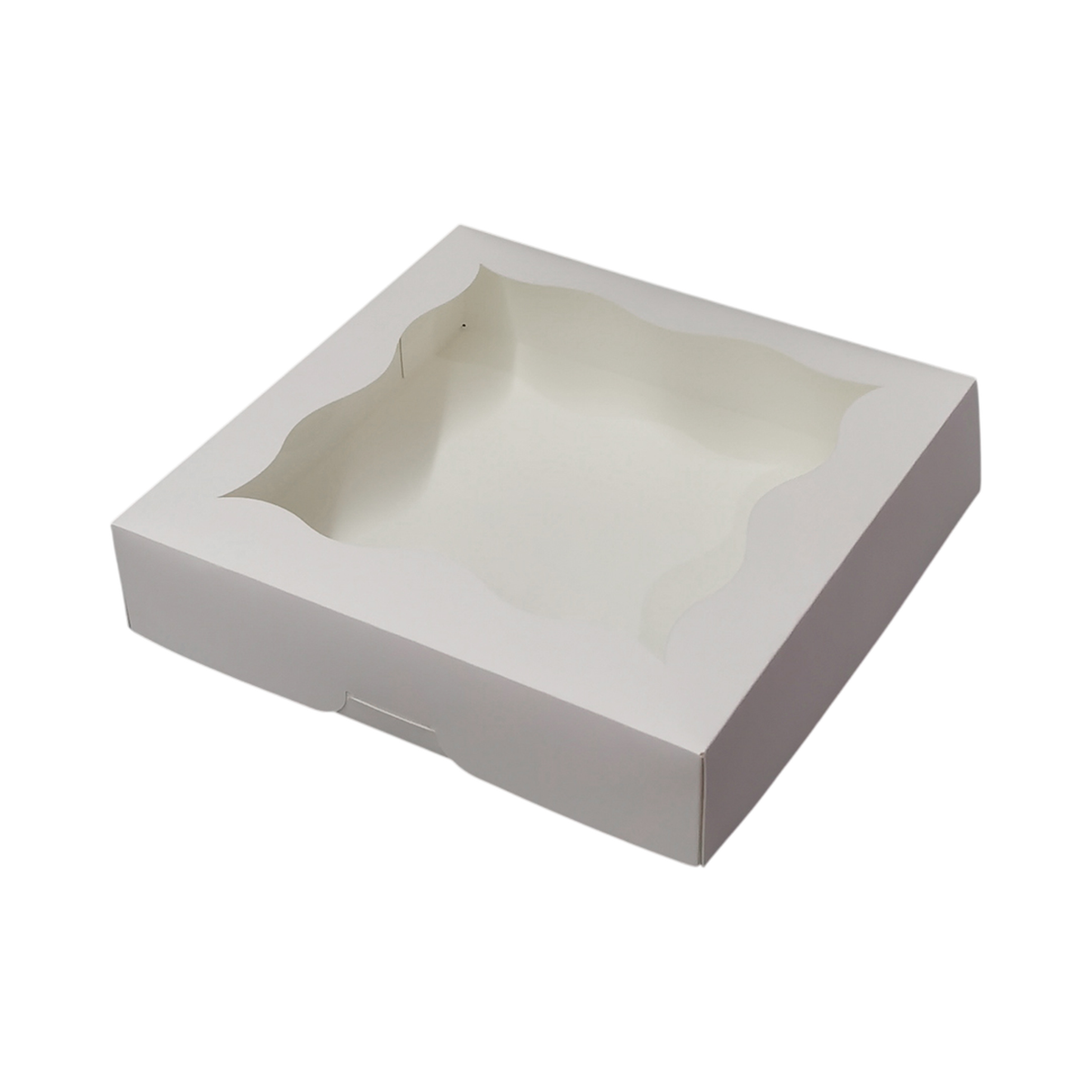 10.5" x 10.5" x 2.5" White Paper Box Clear Window