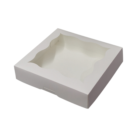 10.5" x 10.5" x 2.5" White Paper Box Clear Window