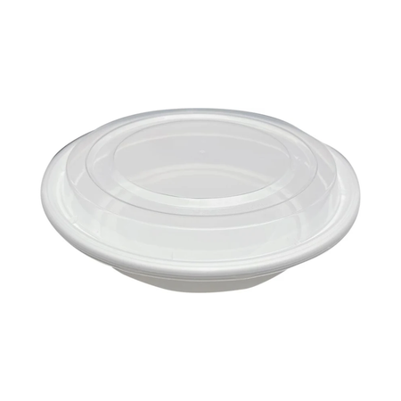 24 oz Round White Plastic Container Clear Lid Combo