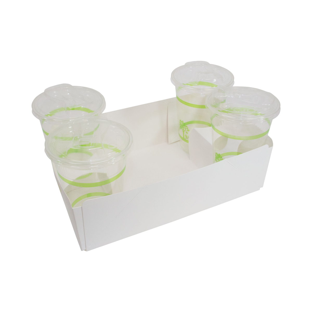 4-Cup White Cardboard Tray