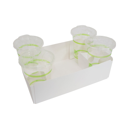 4-Cup White Cardboard Tray