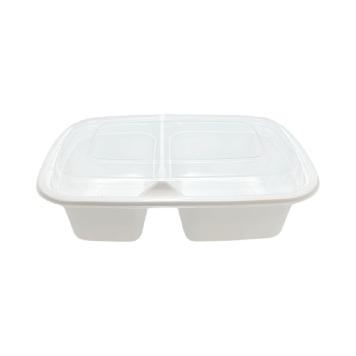 38 oz 2-Compartment Rectangular White Plastic Container Clear Lid Combo