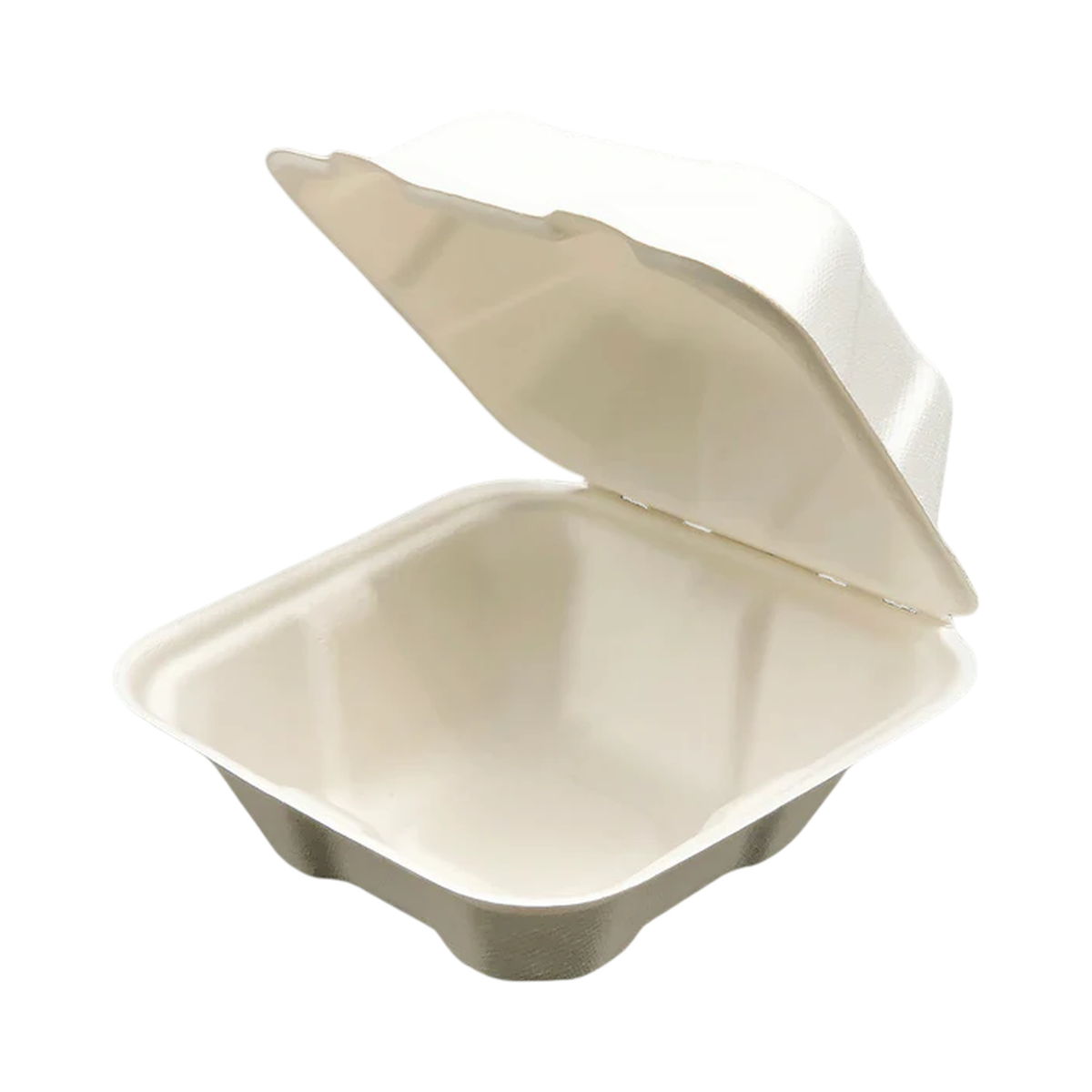 5" x 5" x 3" White Bagasse Clamshell Container