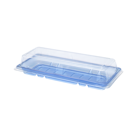 8.62" x 3.58" x 1" Blue Plastic Sushi Container