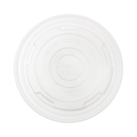 Clear Compostable CPLA Lid for 8 oz Round Paper Container 90 mm