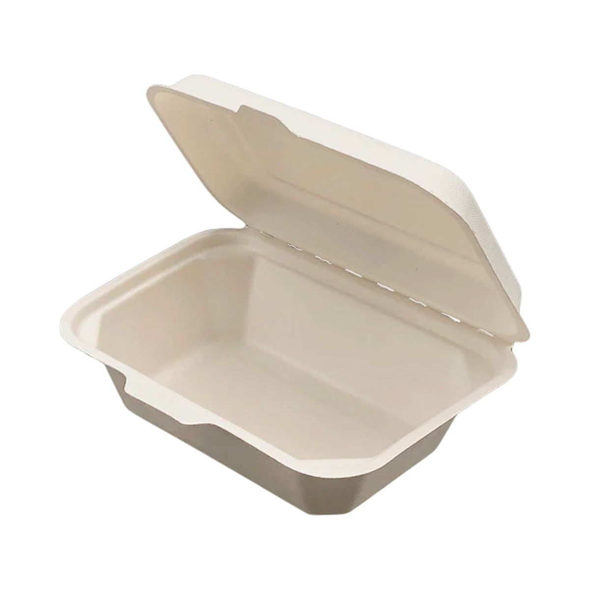 7.25" x 5" x 2.5" White Bagasse Clamshell Container