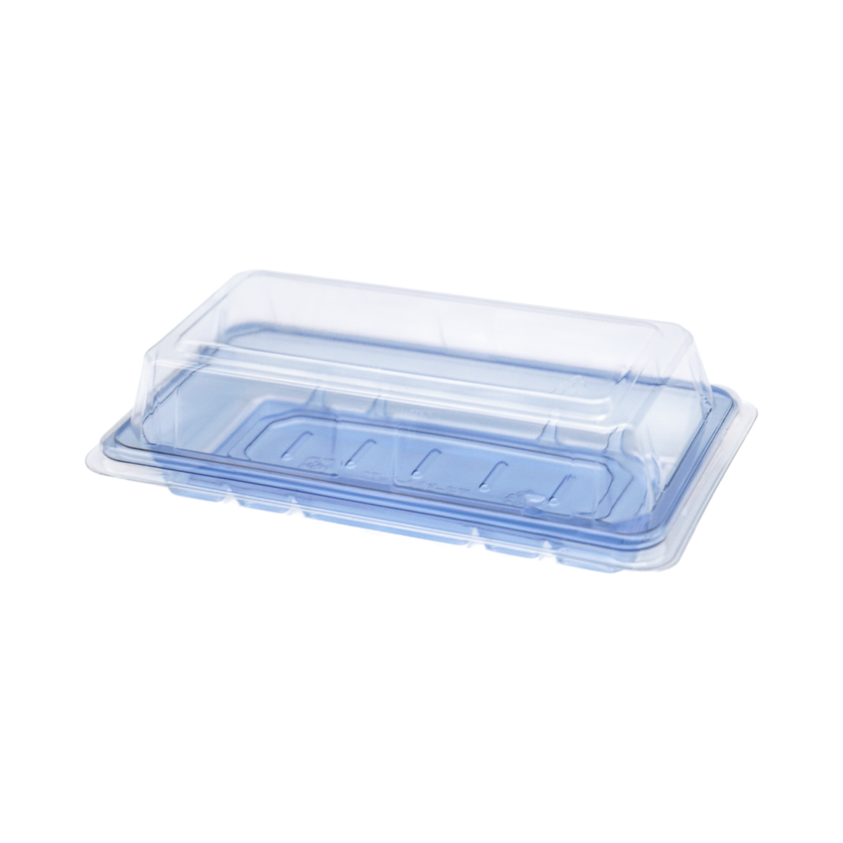 6.37" x 3.42" x 1" Blue Plastic Sushi Container