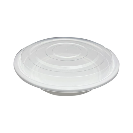 48 oz Round White Plastic Container Clear Lid Combo