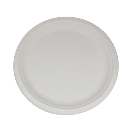 9" Round White Bagasse Plate