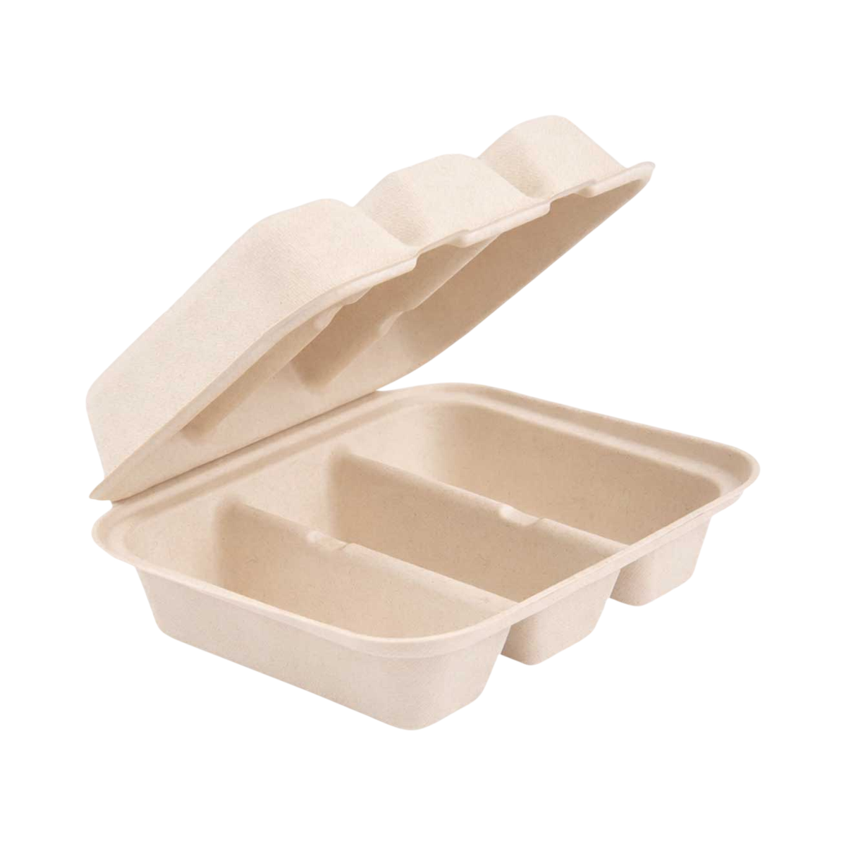 8" x 4" x 3" Rectangular White Bagasse Clamshell Container